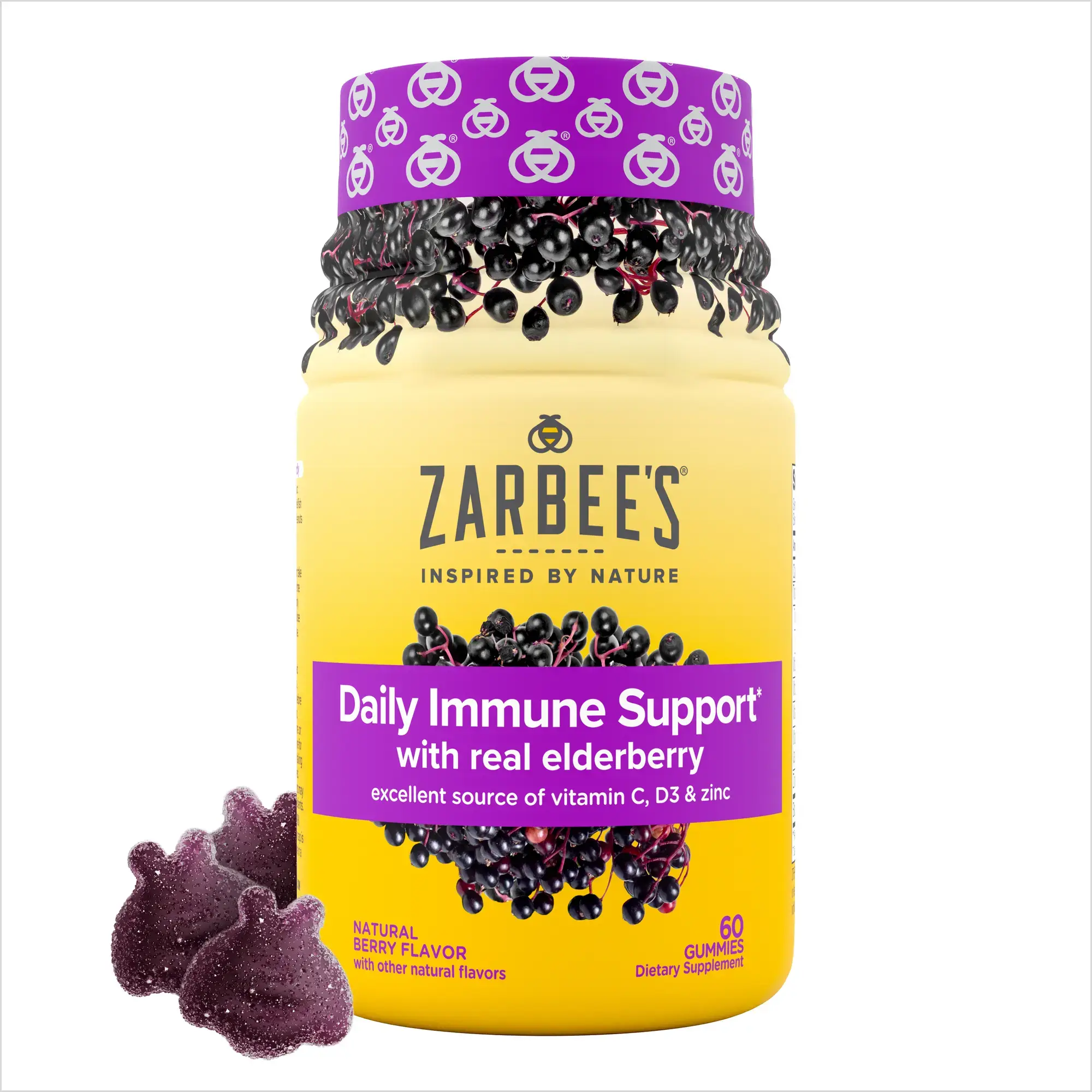 Front of Zarbee's® Elderberry Immune Support Gummies Bottle