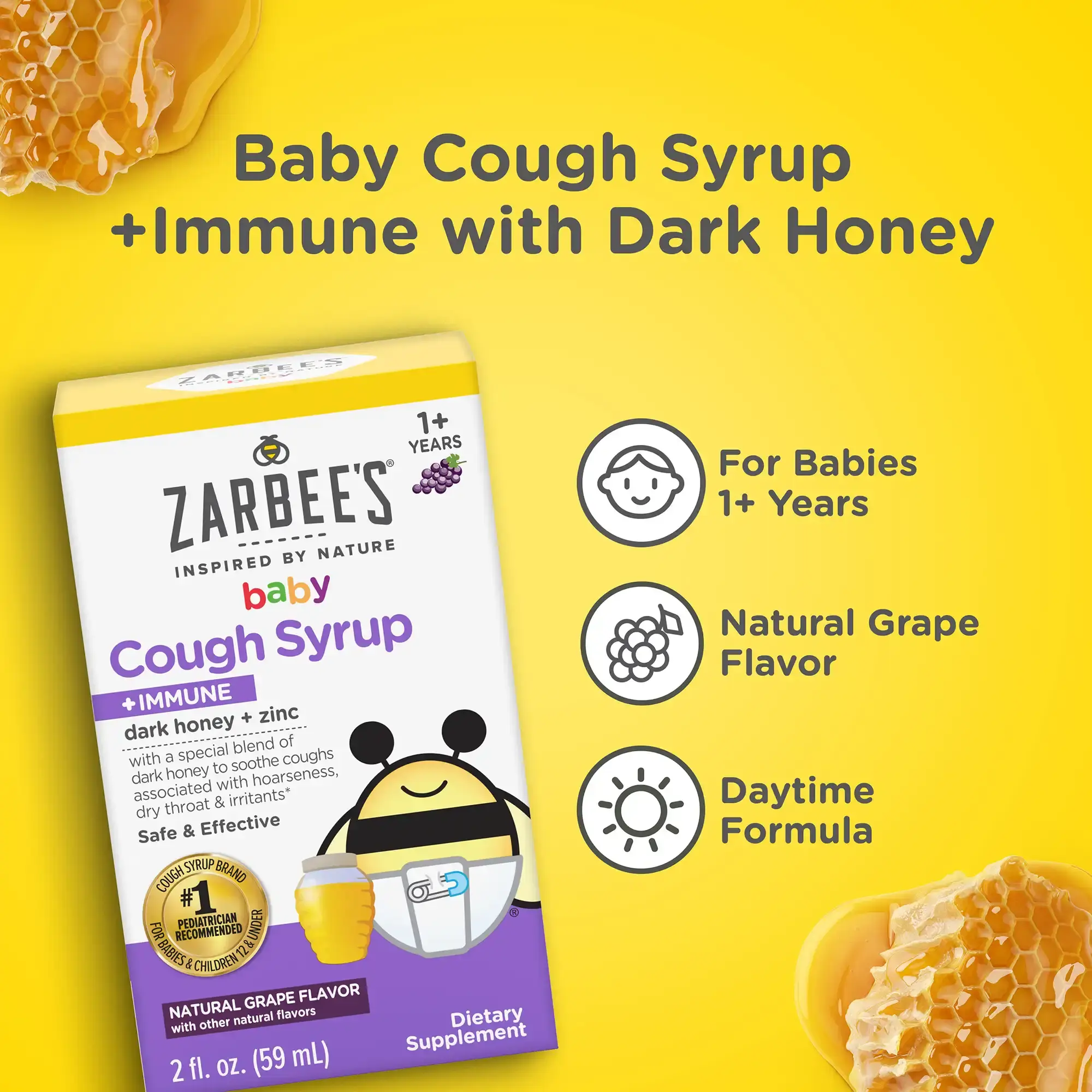 Baby cough syrup + Immune with dark honey