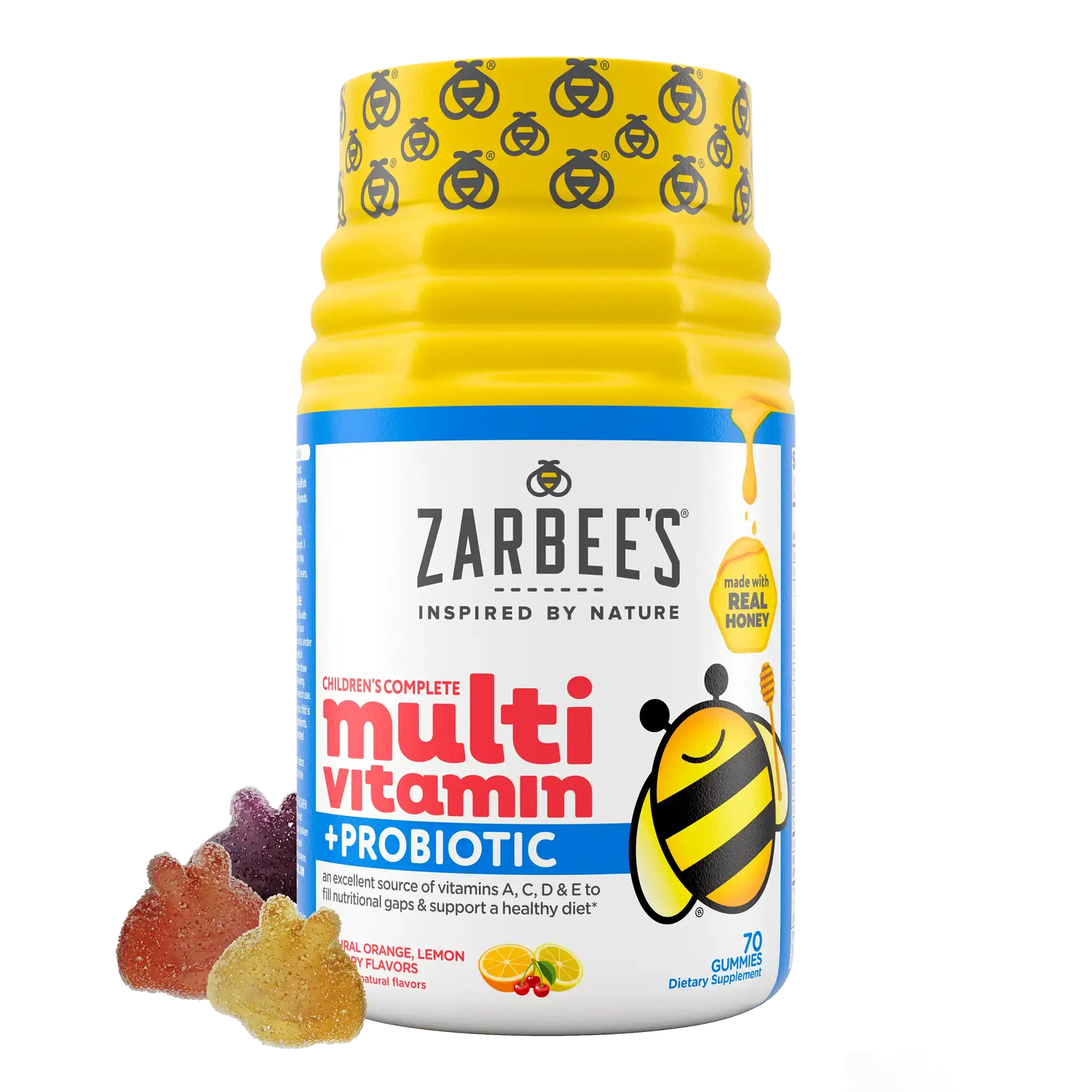 Front packaging of Zarbee’s® Children’s Complete Multivitamin + Probiotic in natural fruit flavor