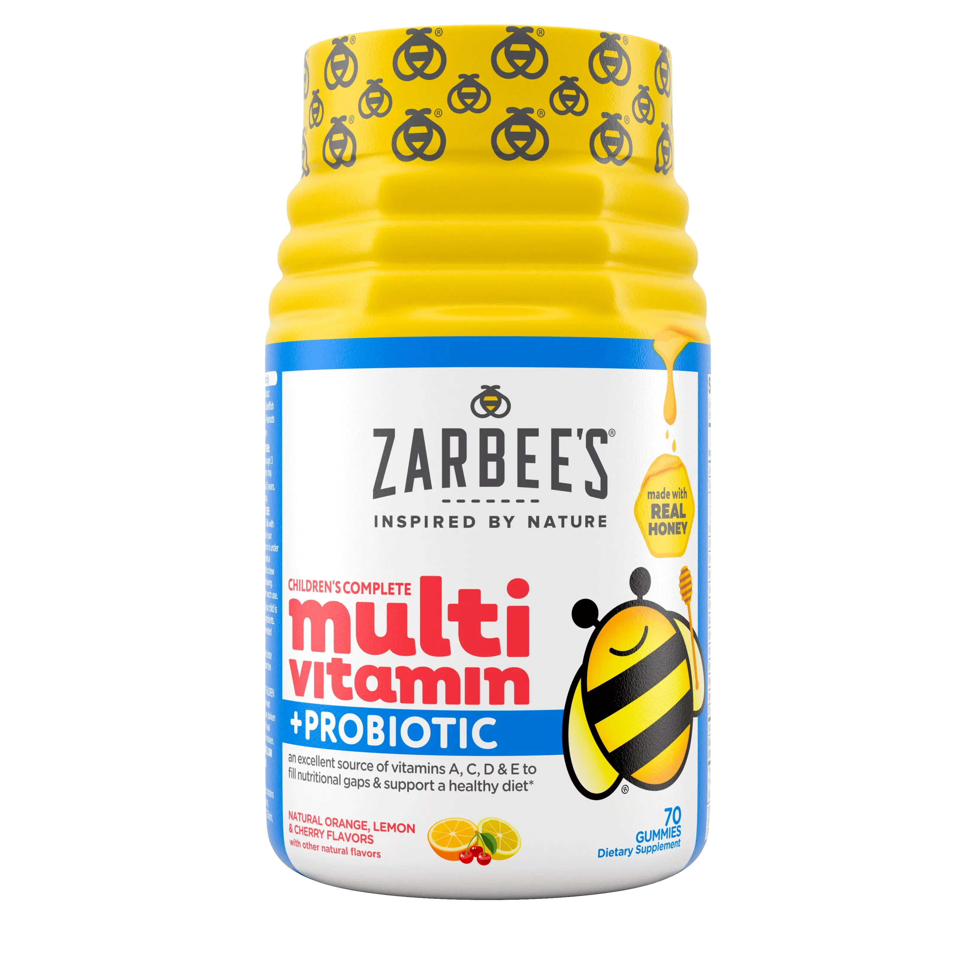 Front packaging of Zarbee’s® Children’s Complete Multivitamin + Probiotic in natural fruit flavor