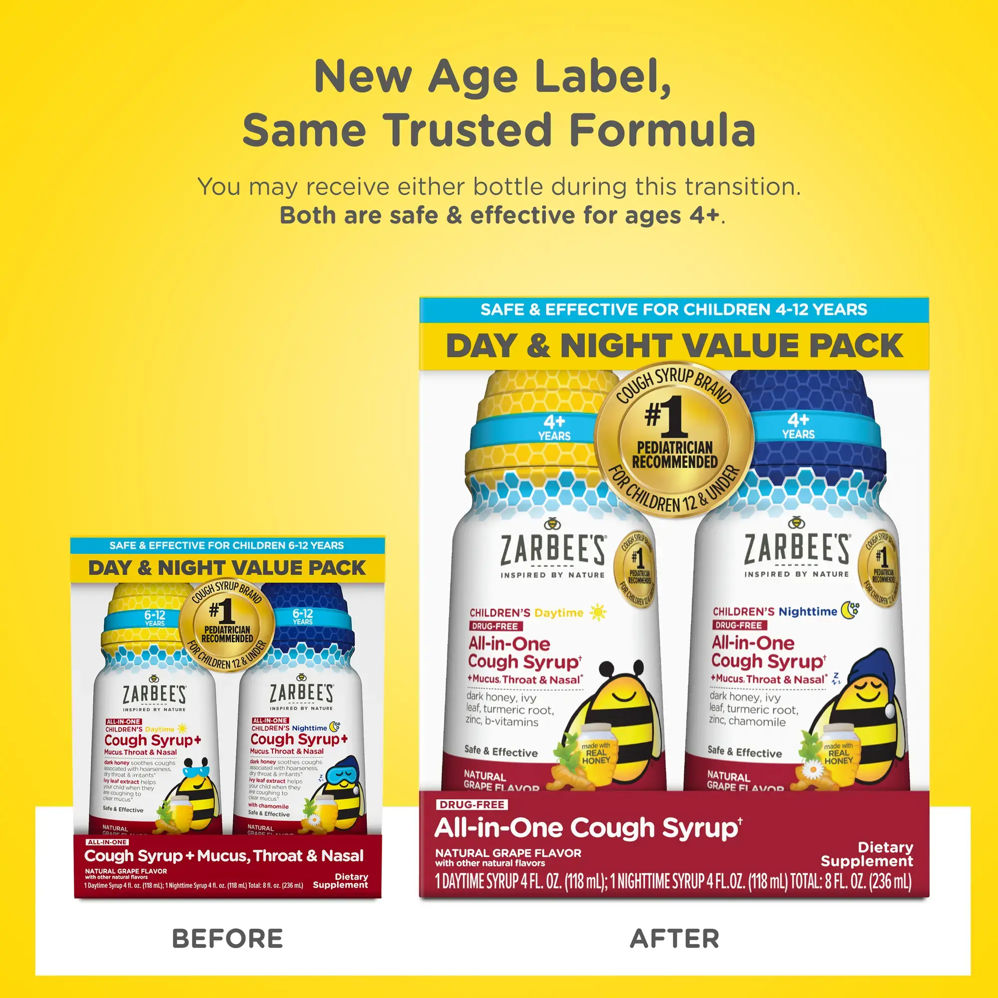 Kid's Cough All-In-One Day/Night Age Label Notice