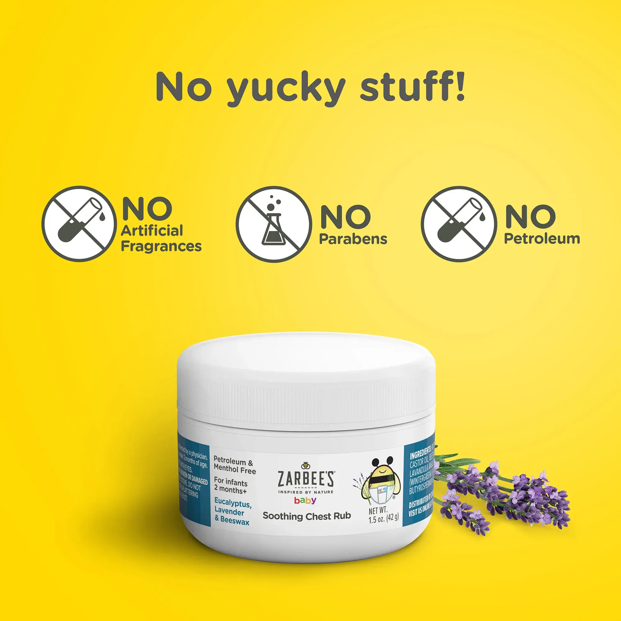 Zarbees Baby Chest Rub has no artificial fragrance, parabens, and petroleum