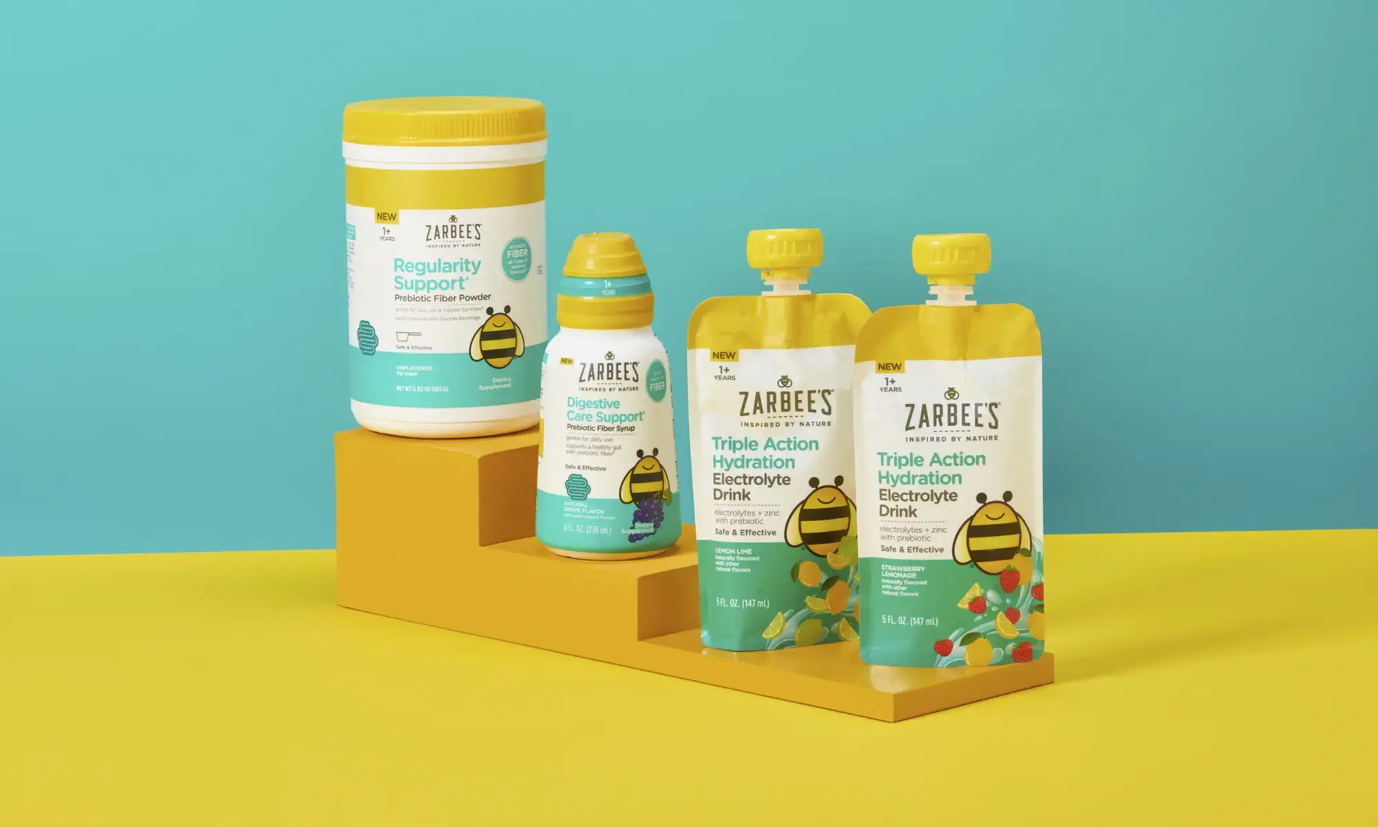 Zarbee's Regularity Support* Powder, Digestive Care Support* Syrup, and Triple Action Hydration Pouches