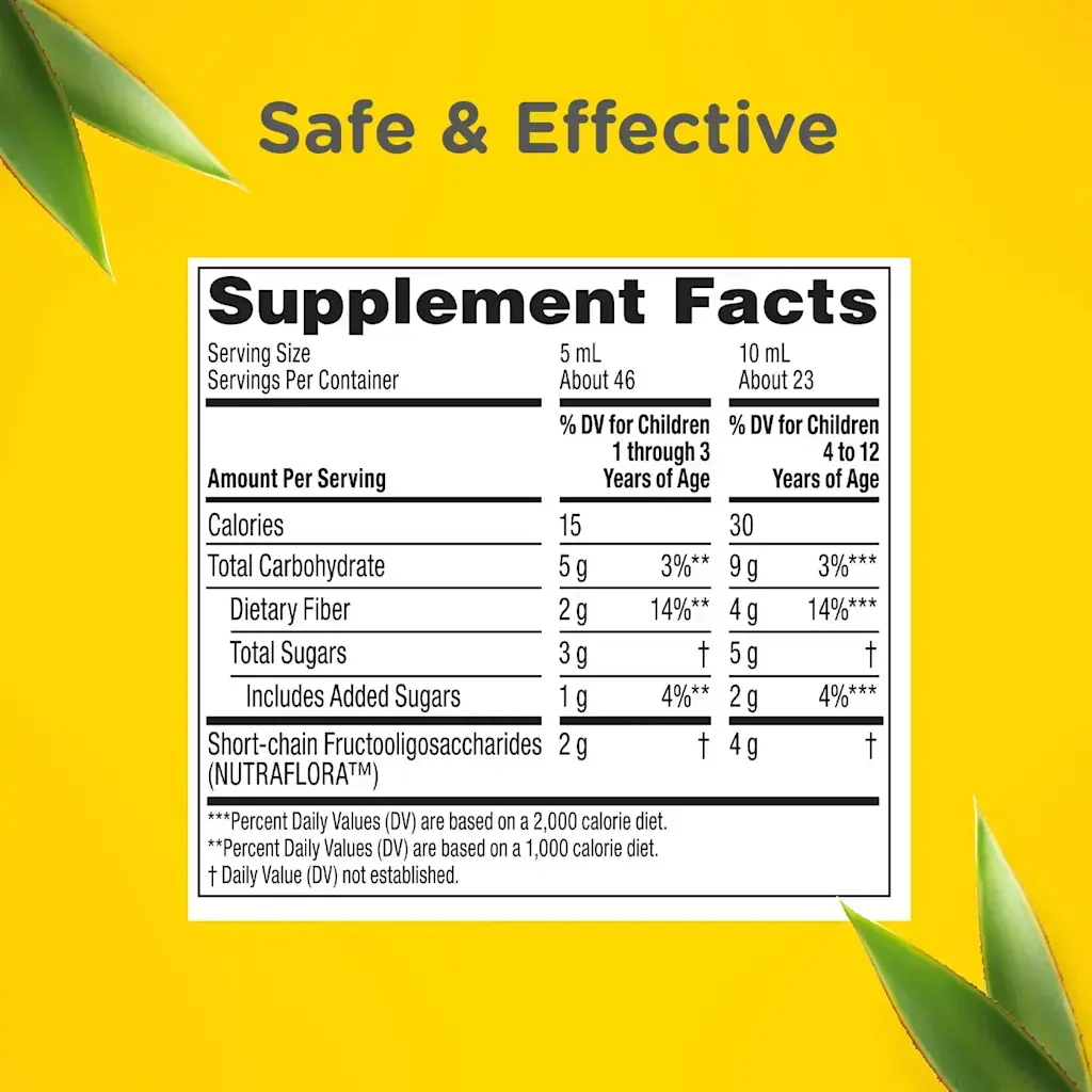 Zarbee's Children's Digestive Care Support Prebiotic Fiber Syrup Supplement Facts.*
