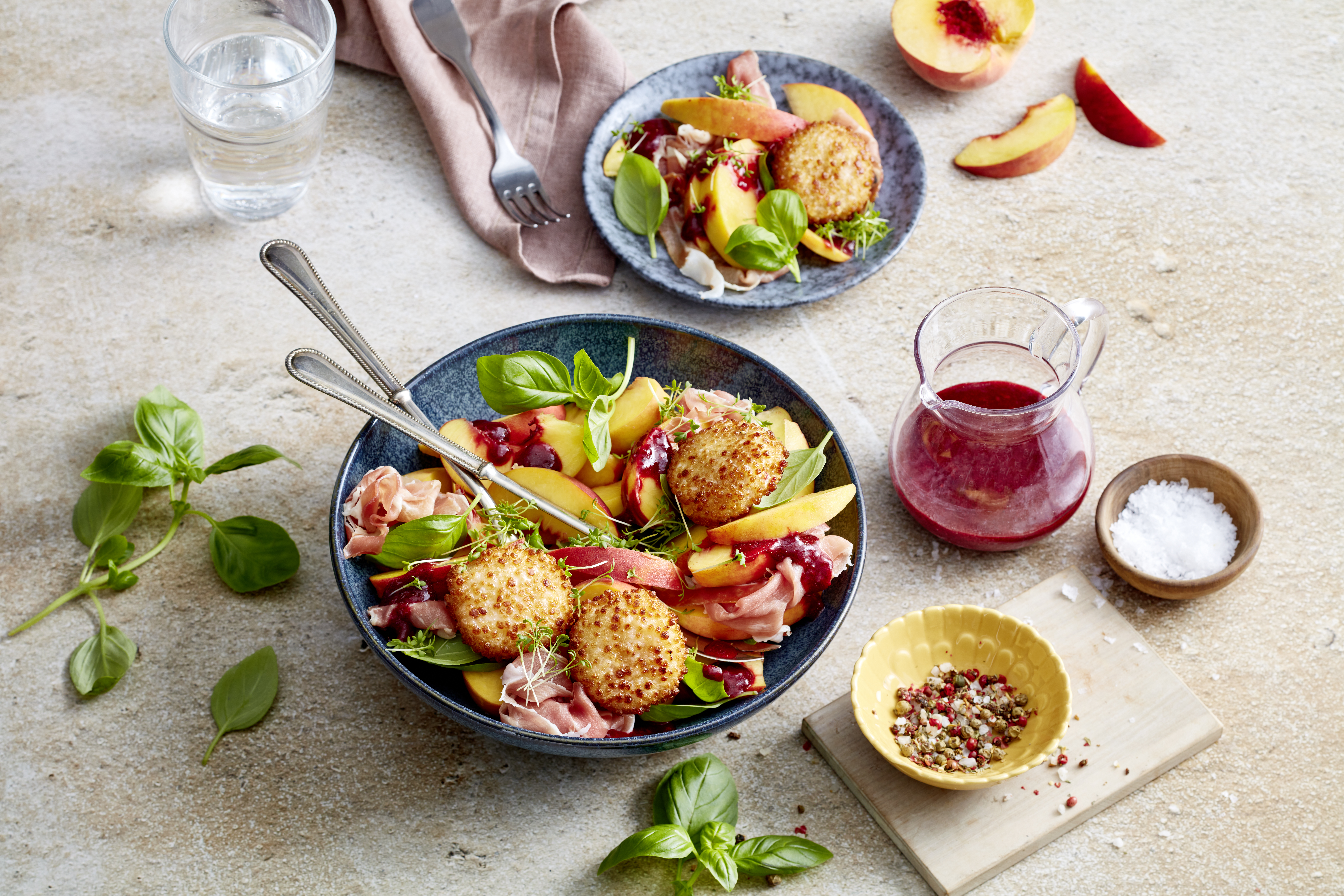 Leerdammer PR LRD KnusperMinis Sommerlicher-Pfirsich-Schinken-Salat - Ohne Packshot