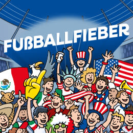 Rubbellos „Fußballfieber" mit jubelnden Fußballfans im Stadion