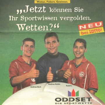 Zeitungsanzeige aus dem Jahr 2000 zur Einführung der Sportwette Oddset