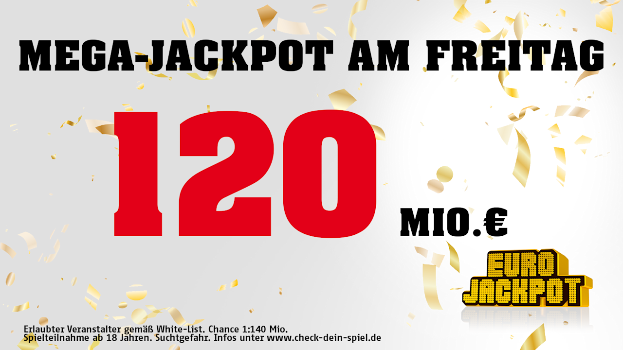 120 Mio. € bei Eurojackpot am Freitag