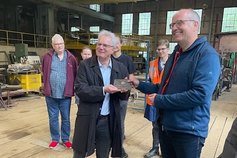 Alter Steinbrecher Osnabrück Pye Übergabe Bronzeplakette Denkmalschutz