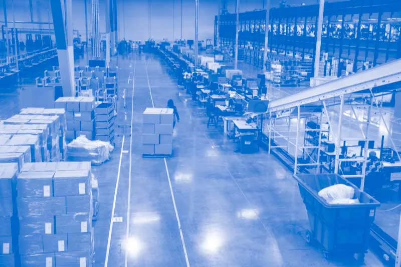 Warehouse with blue overlay