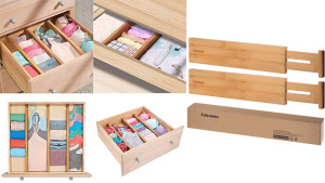 bamboo drawer dividers to help create neat piles