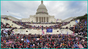 Trumps supporters gather outside the Capitol building in DC on January 06, 2021. 