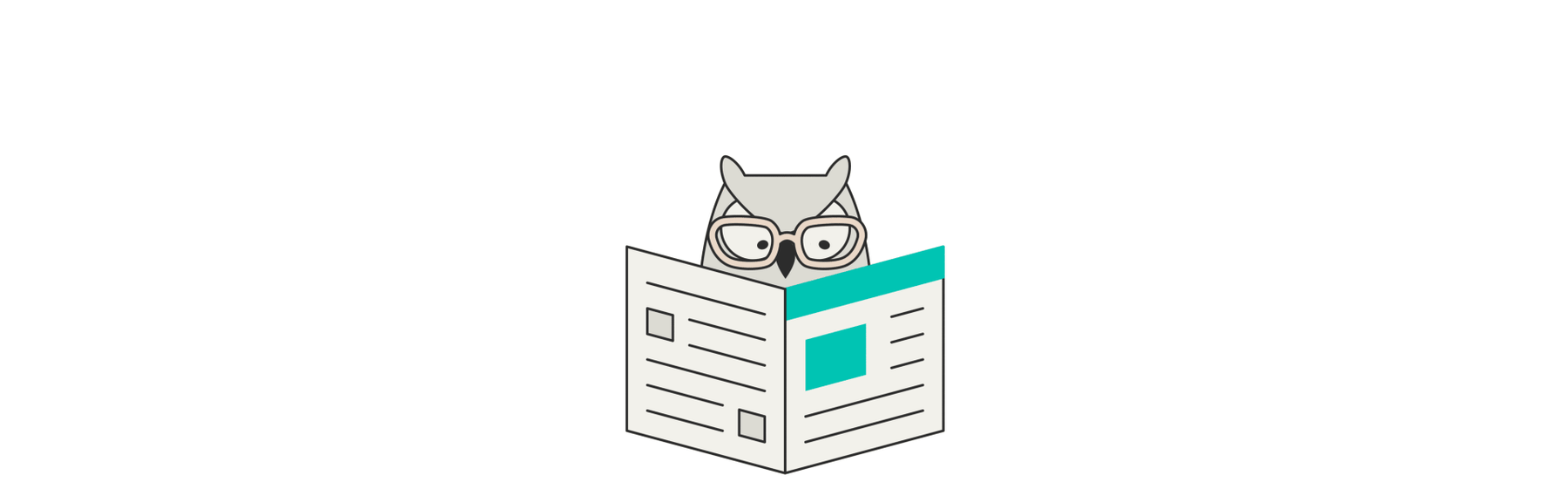 Owl reading a newspaper