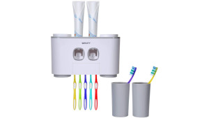 toothbrush holder that also dispenses toothpaste
