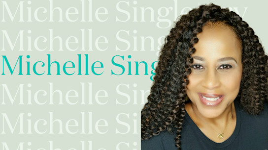 Michelle Singeltary in front of skimm background