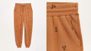 sweatpants with tiny coffee beans designs