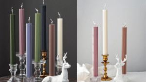 colorful ridged pillar candles