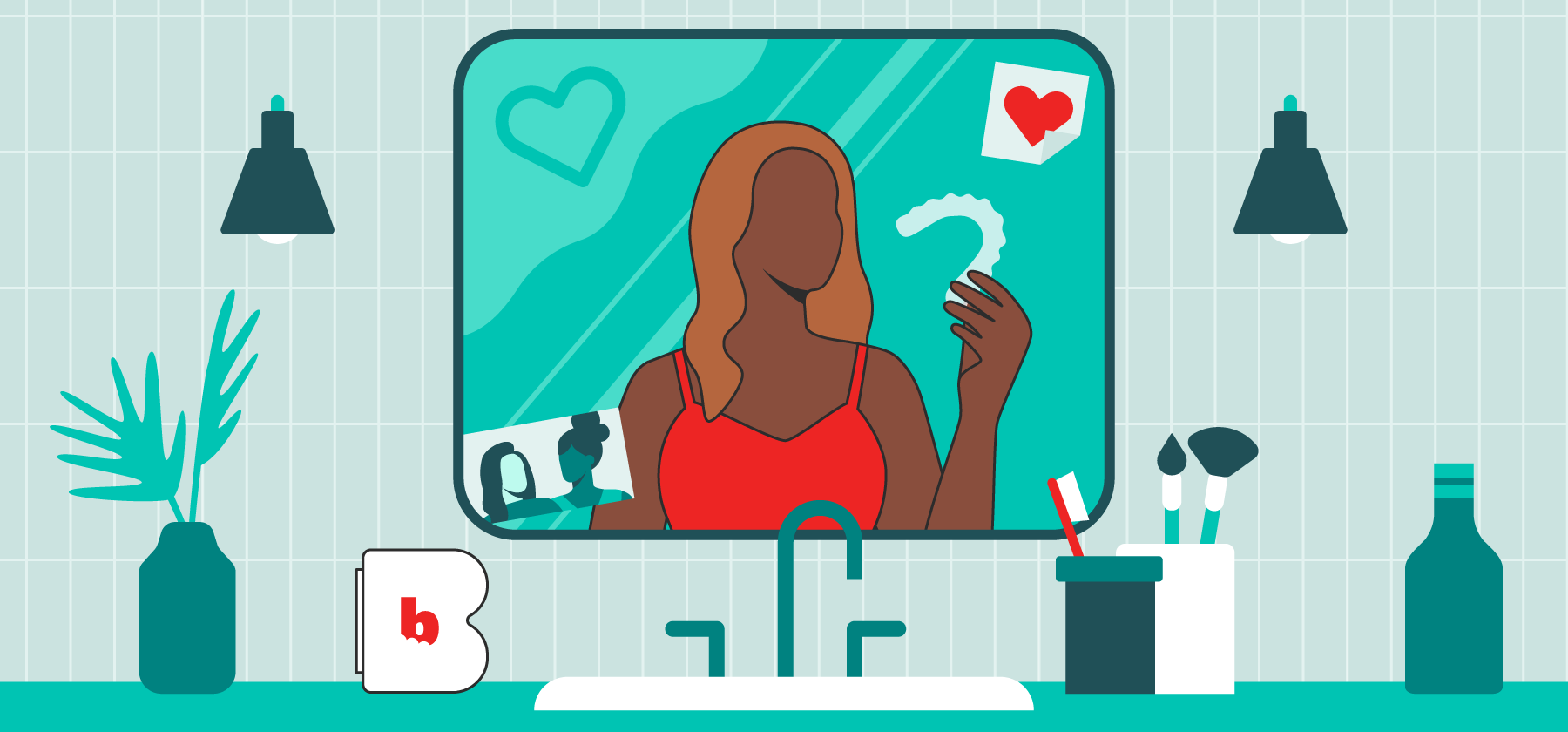 Woman in bathroom using BYTE