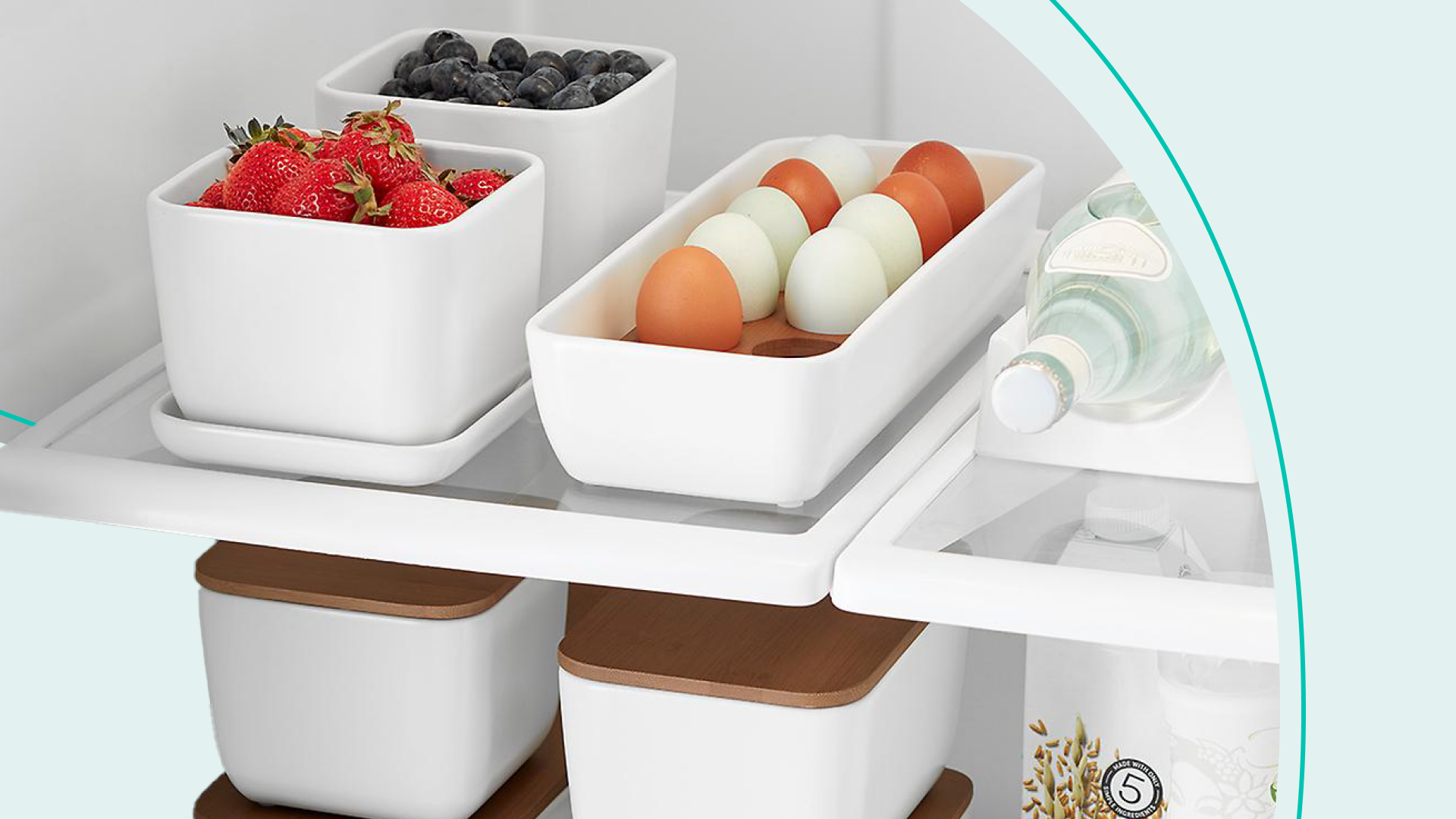 Stackable Refrigerator Organizer Bin With Removable Partitions