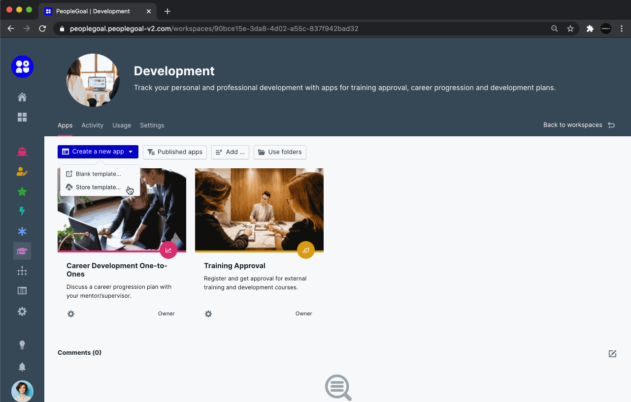 development plan install app