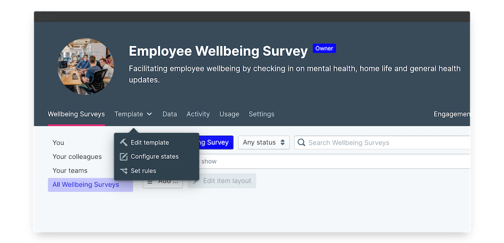 wellbeing survey edit template