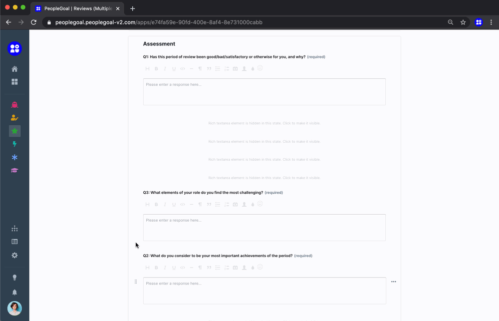 multiple manager reviews reorder element