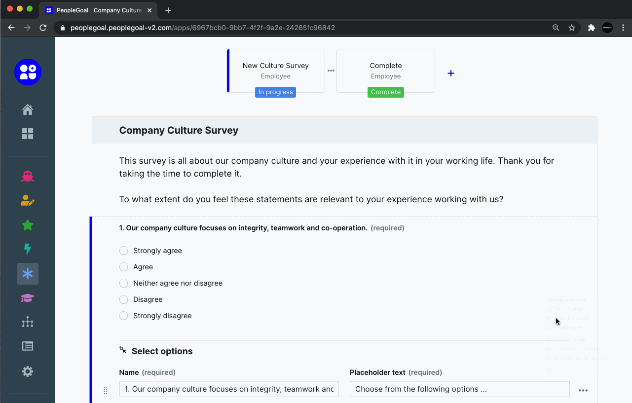 company culture survey edit element