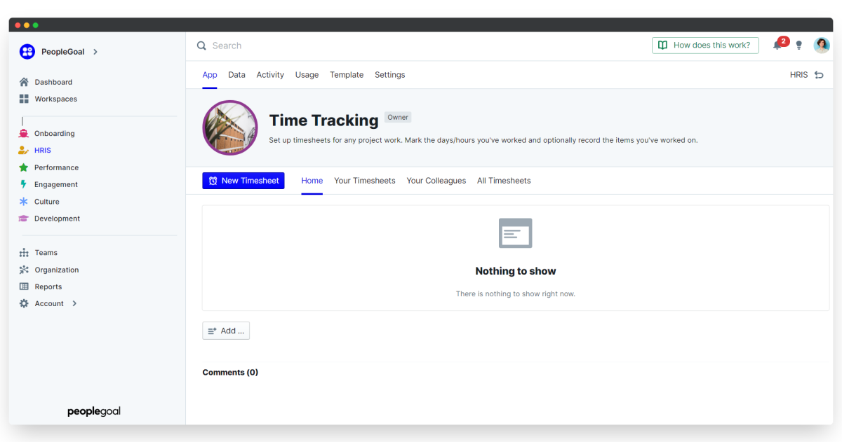 time tracking - app home