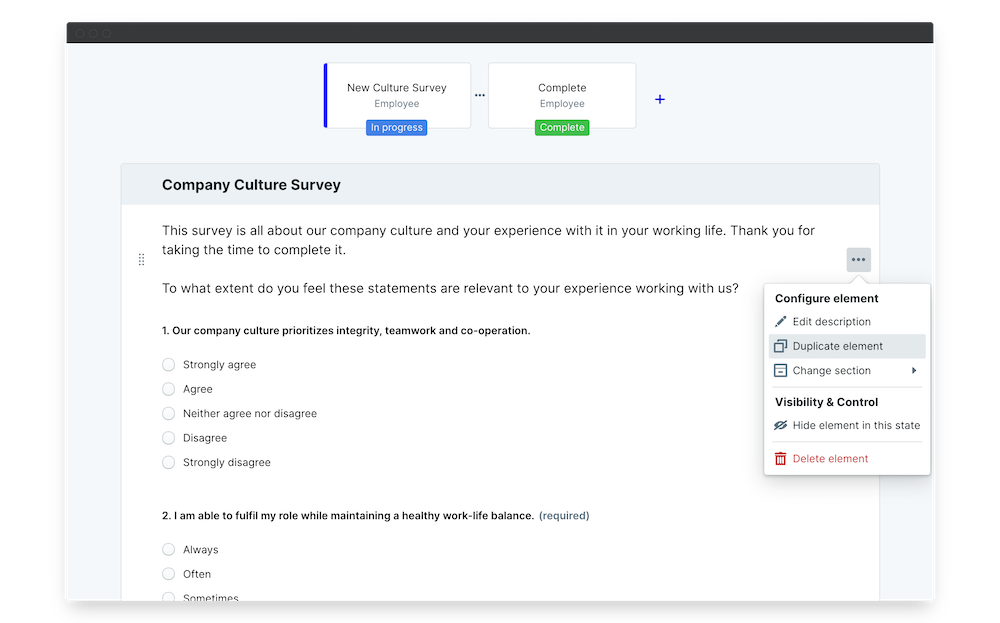 company culture survey duplicate element