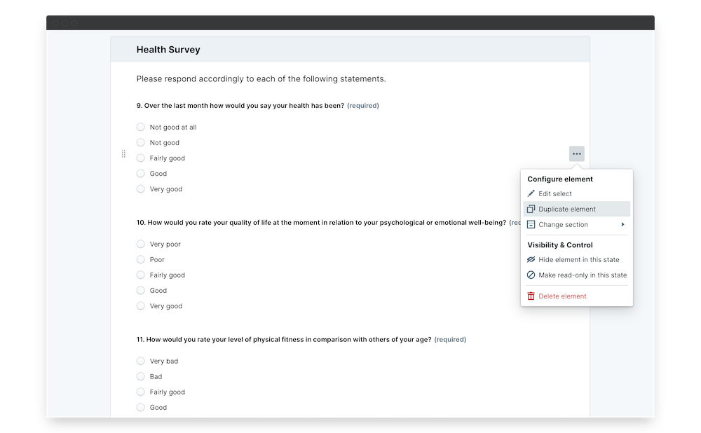 wellbeing survey duplicate element