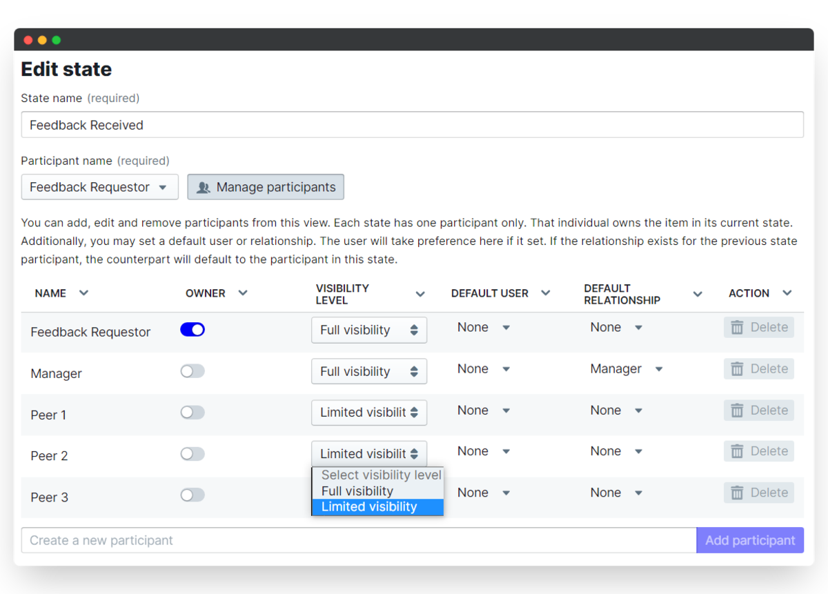 360 feedback - change visibility