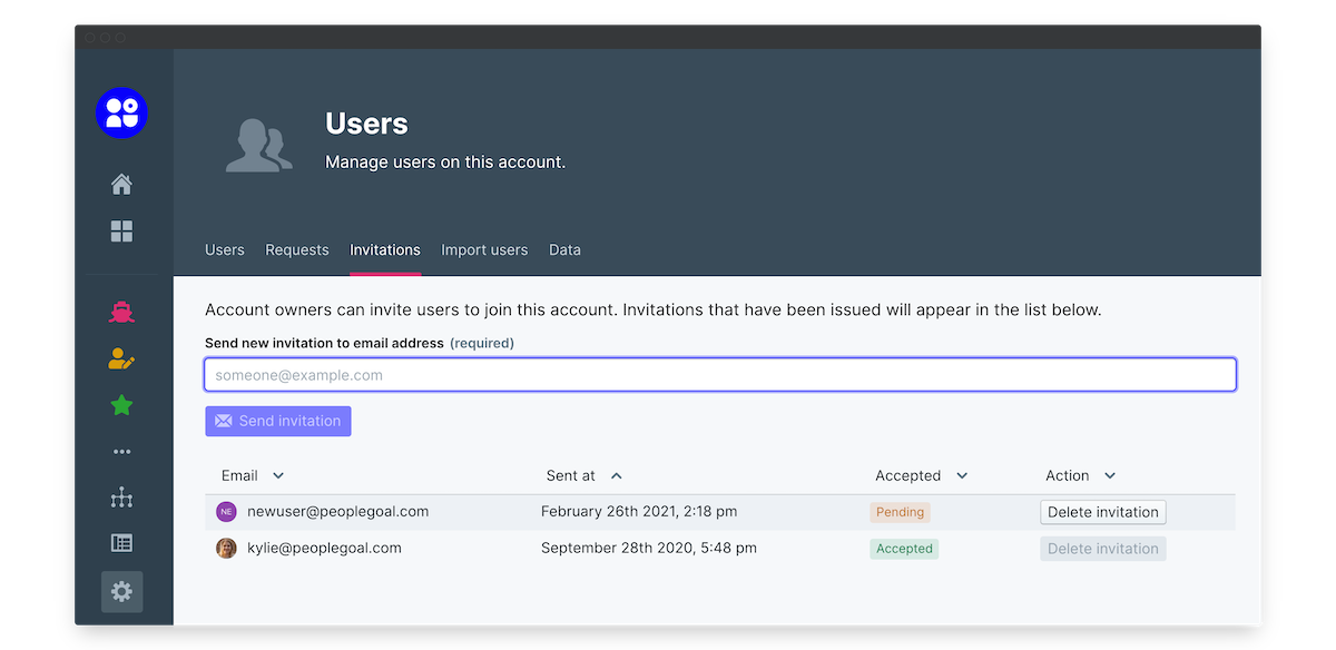 peoplegoal faqs user invitations