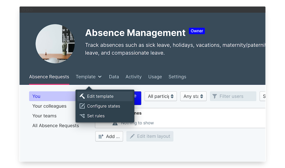 absence management request edit template