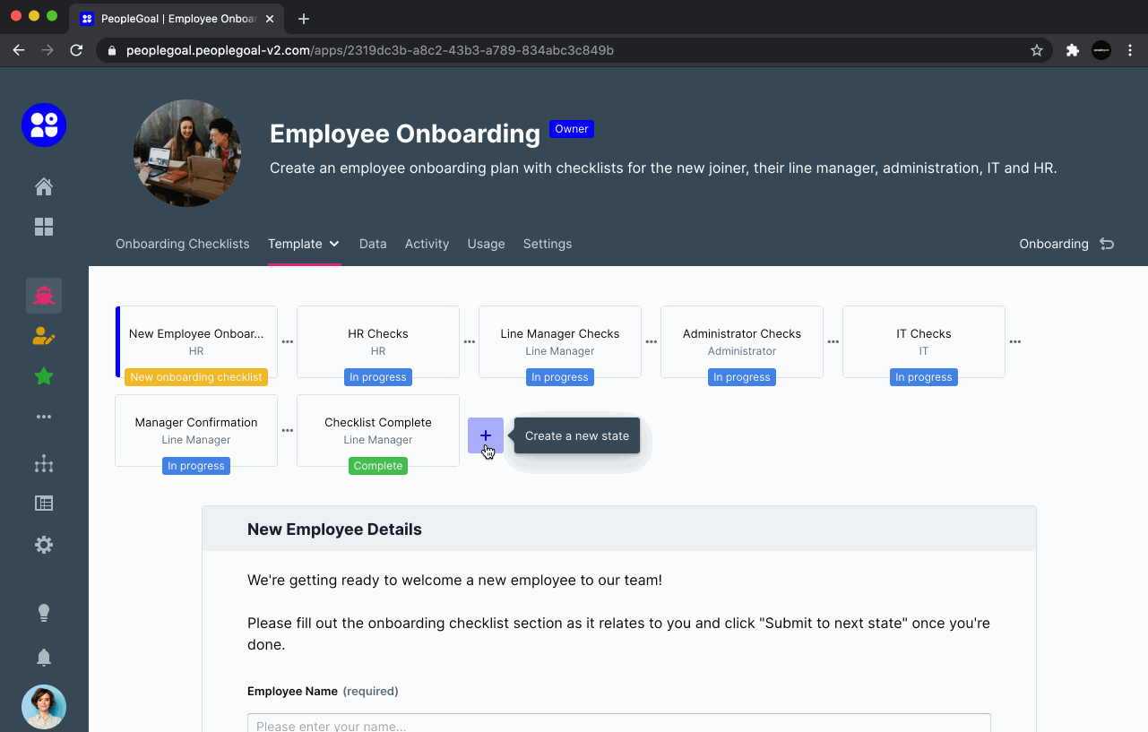 employee onboarding add state