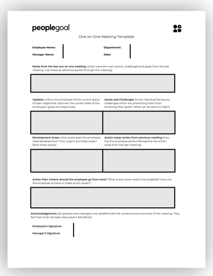 One On One Staff Meeting Agenda Template | HQ Printable Documents