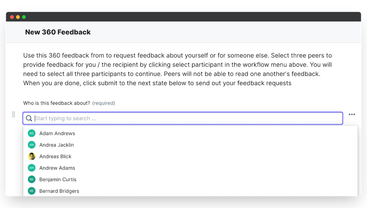 option user select feedback