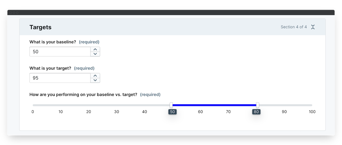 numerical targets slider