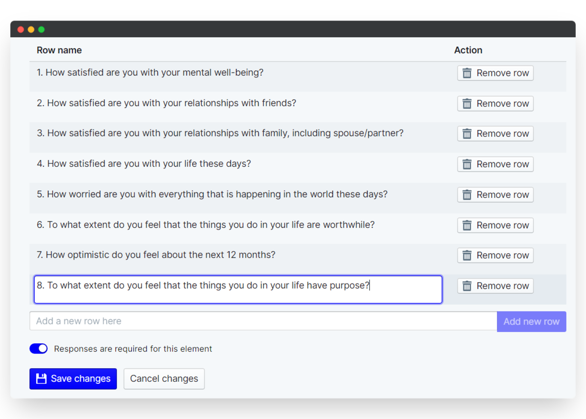 employee wellbeing survey - grid