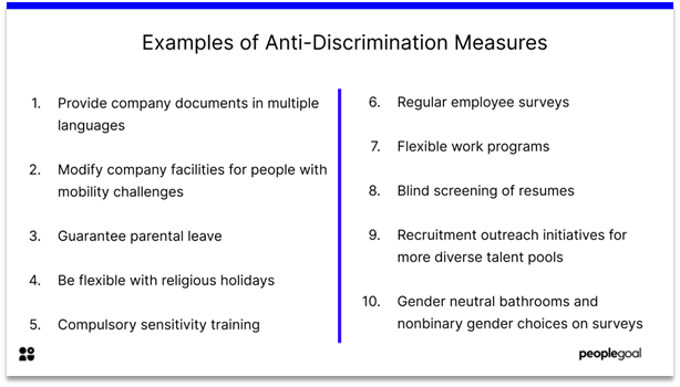 Anti-Discrimination Policy - measures