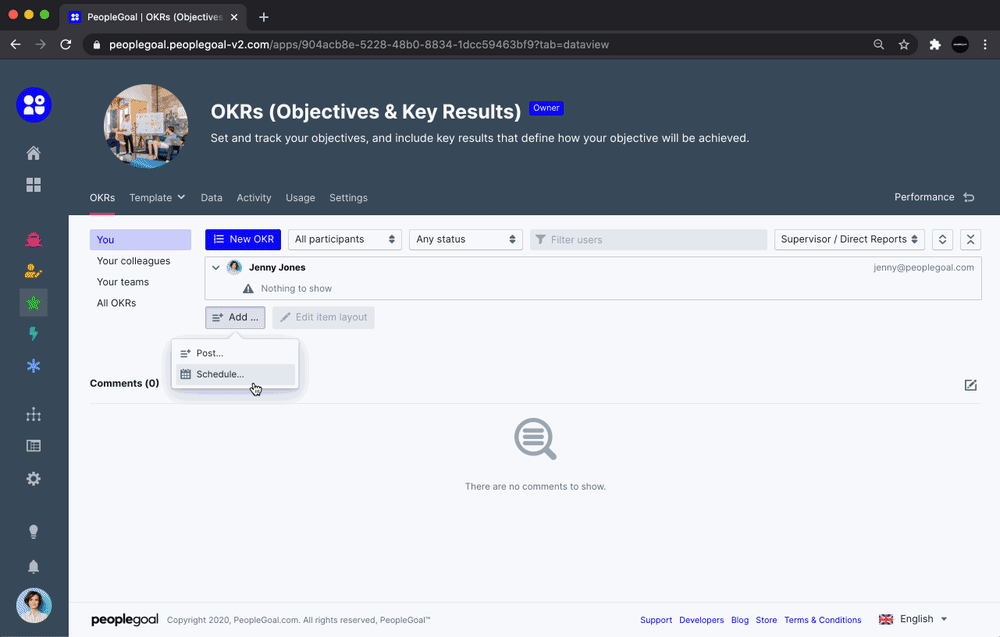 objective key results create schedule