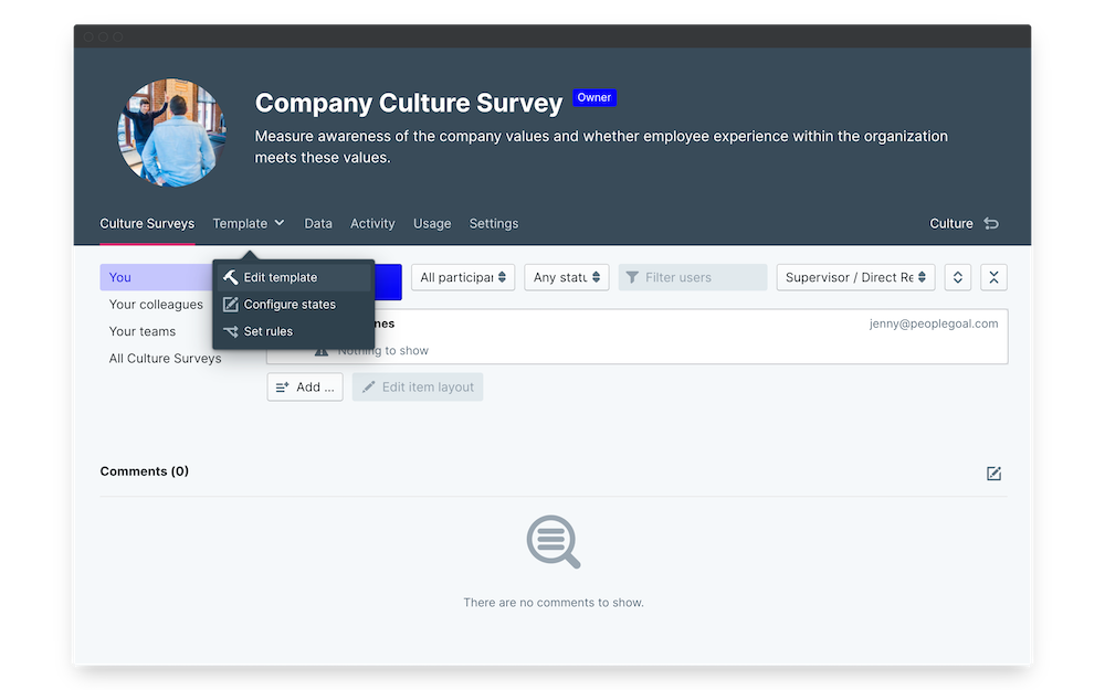 company culture survey edit template