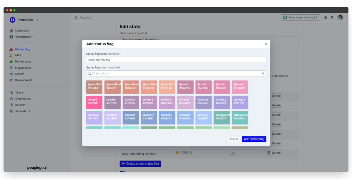 employee onboarding process - new status flag