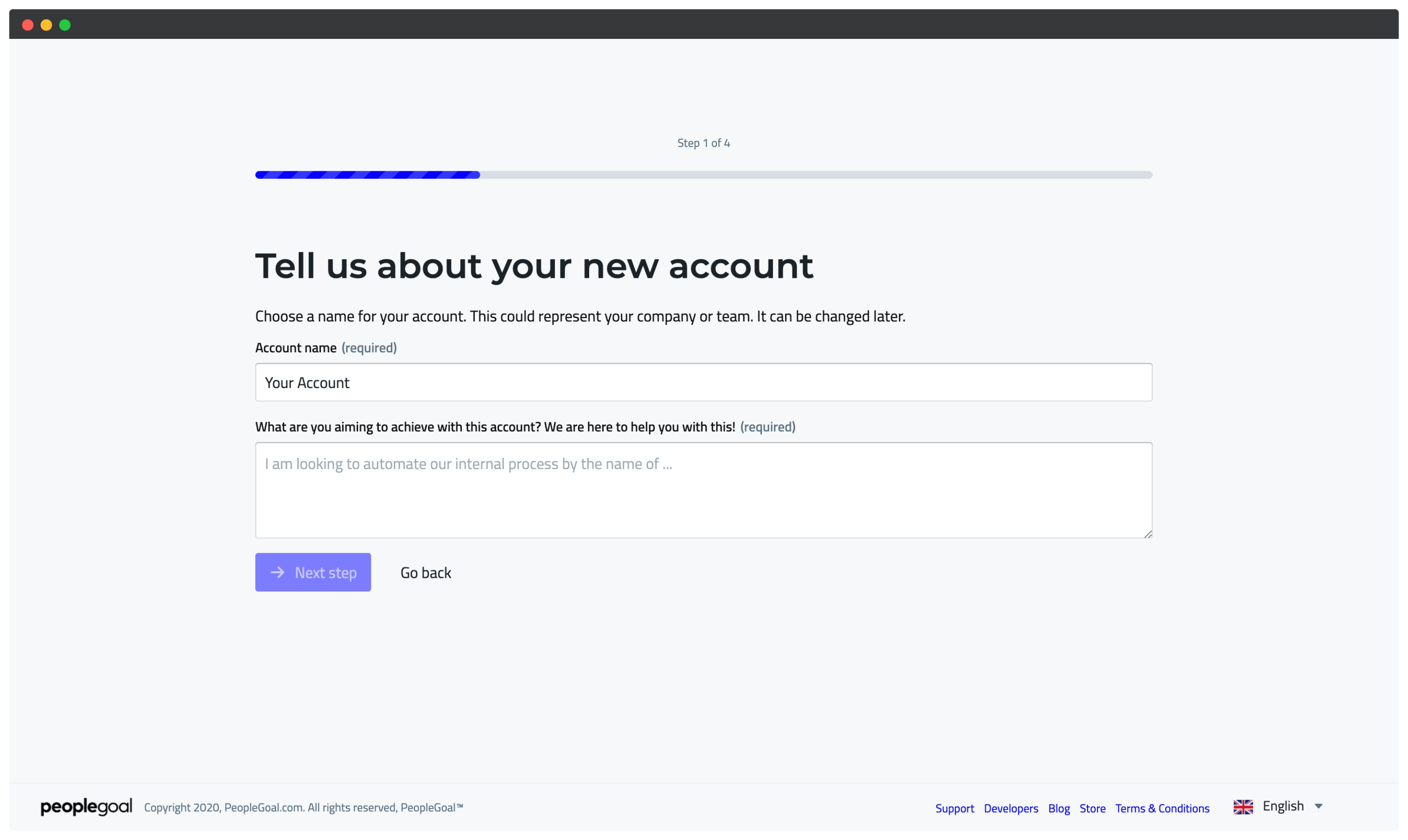 peoplegoal new account details