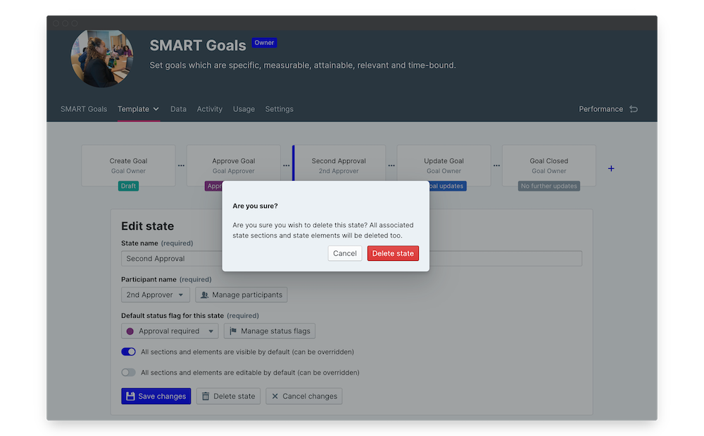 smart goals template permissions delete state