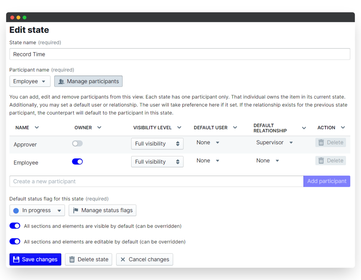 time tracking - manage participants