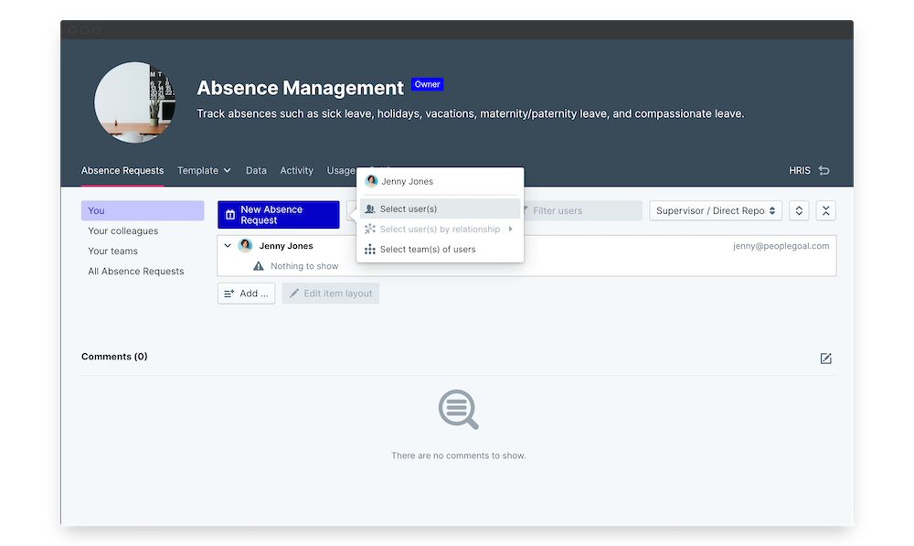 absence management request launch