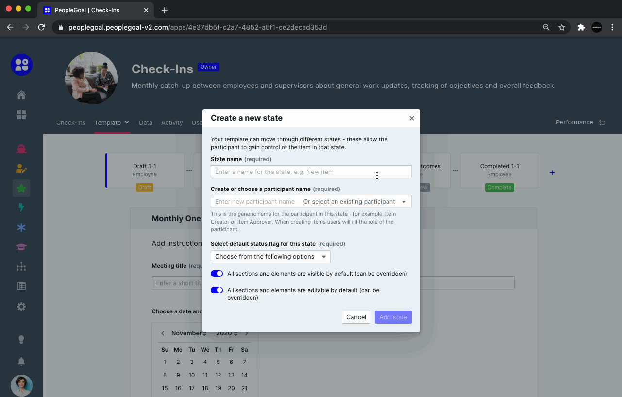 employee manager check ins add state