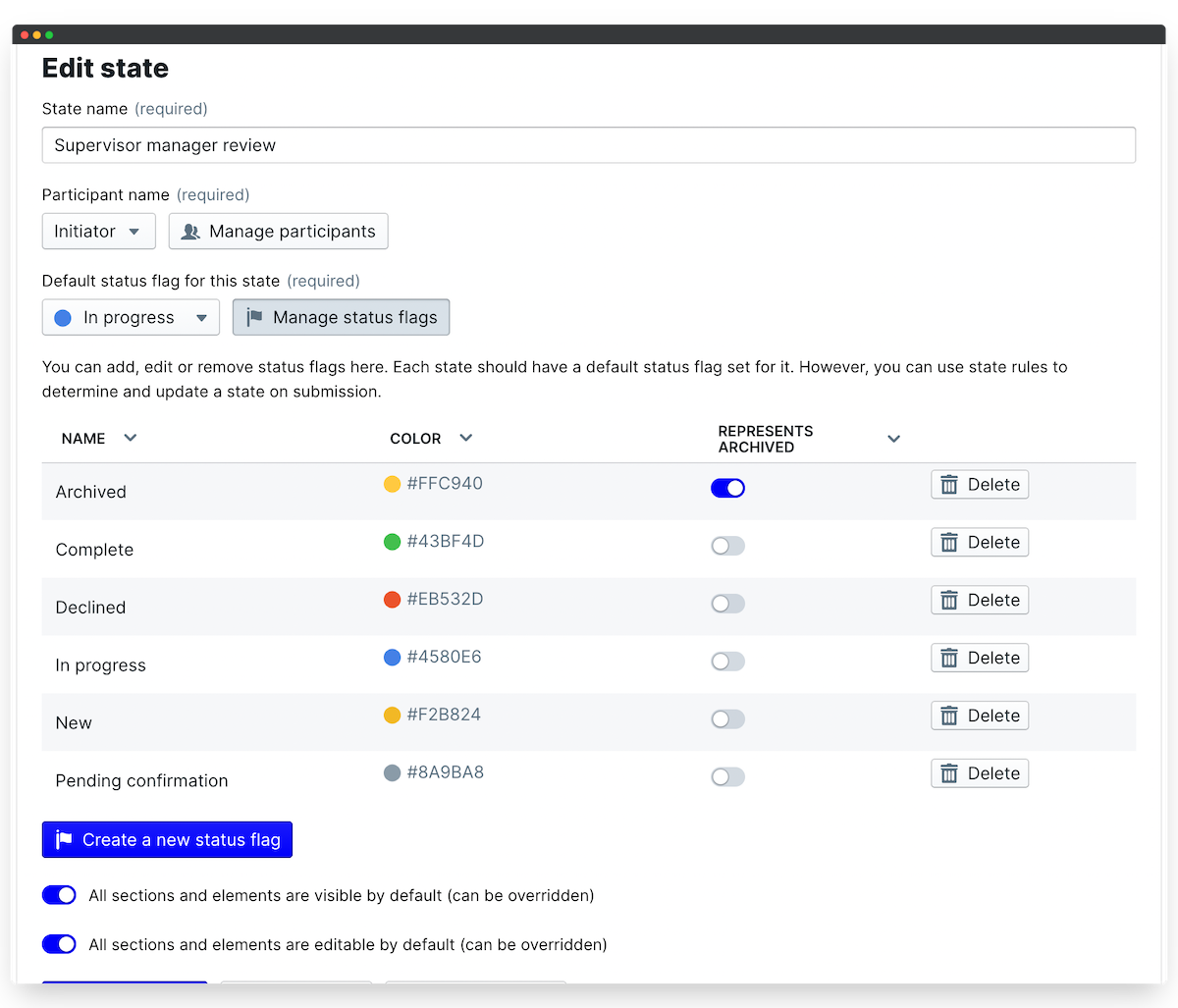 employee manager check in status flags