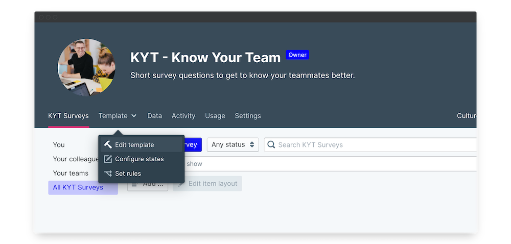 know your team survey edit template