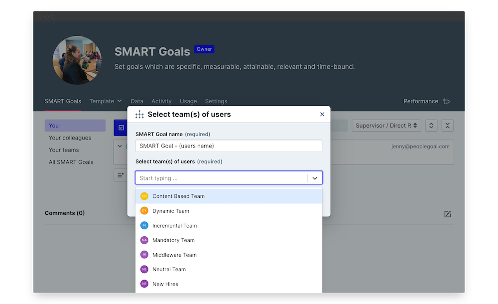 smart goals template permissions launch